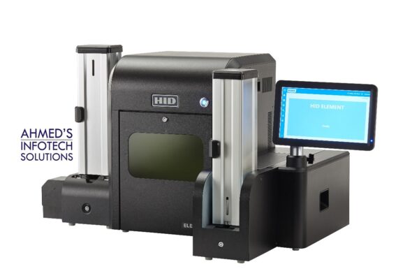 The printer of HID ELEMENT LE Industrial ID and Financial Card Personalization.