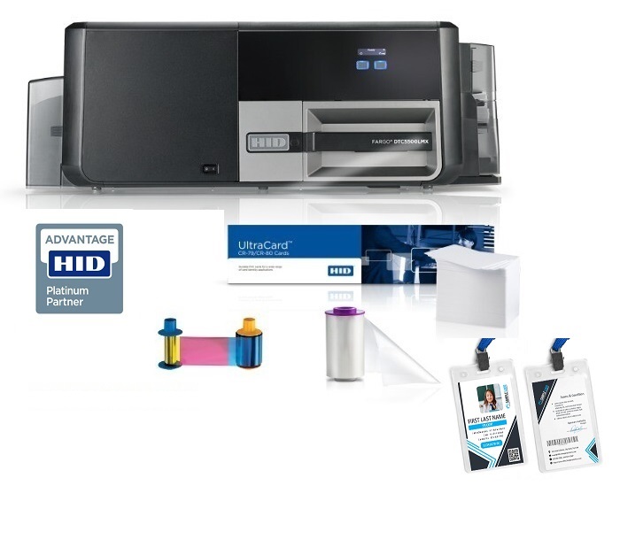 A products image of HID FARGO printers, ribbons, cards