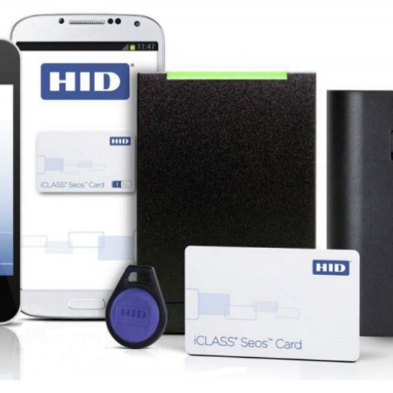 The image of HID FARGO readers, mobiles and card access.