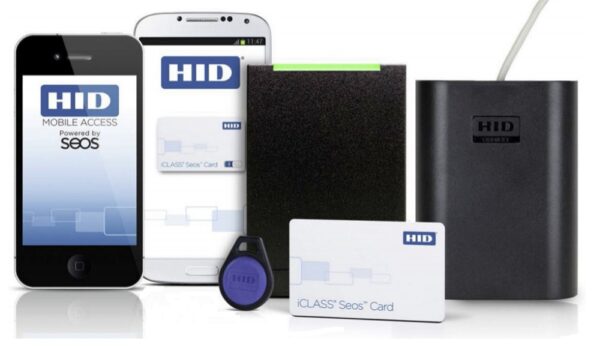 The image of HID FARGO readers, mobiles and card access.