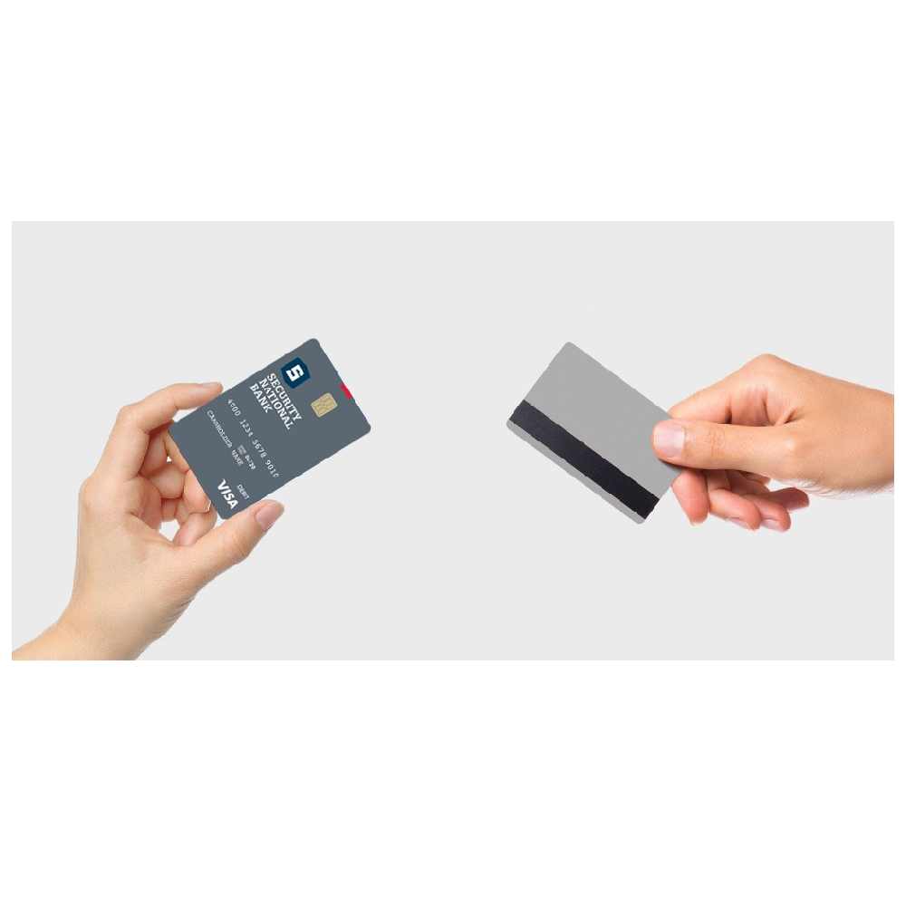 A image of smart chip card and stripe card