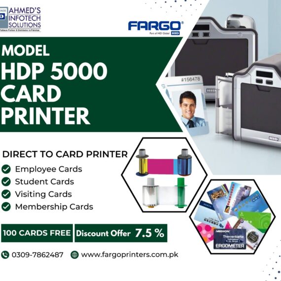 An image of HDP5000 printer for printing of PVC cards