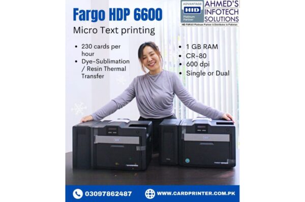 An image of HDP6600 printer with female staff.