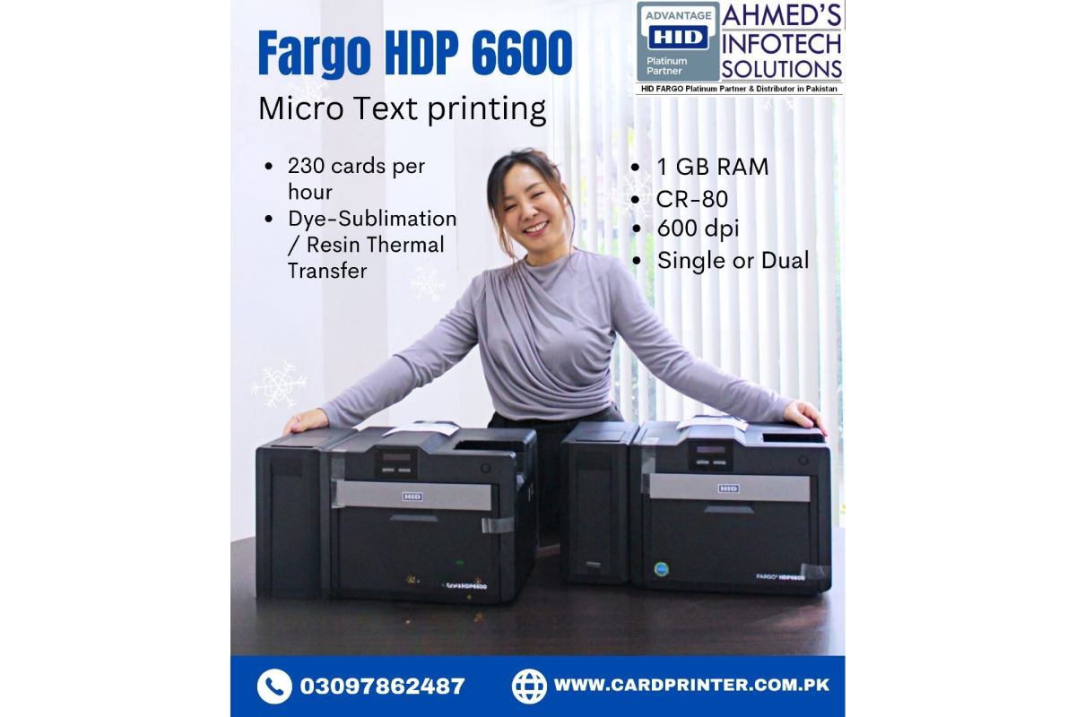 An image of HDP6600 printer with female staff.