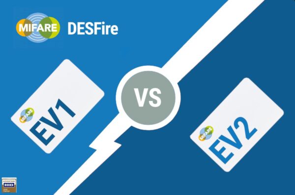 An image of DESFire EV1 vs EV2 cards.